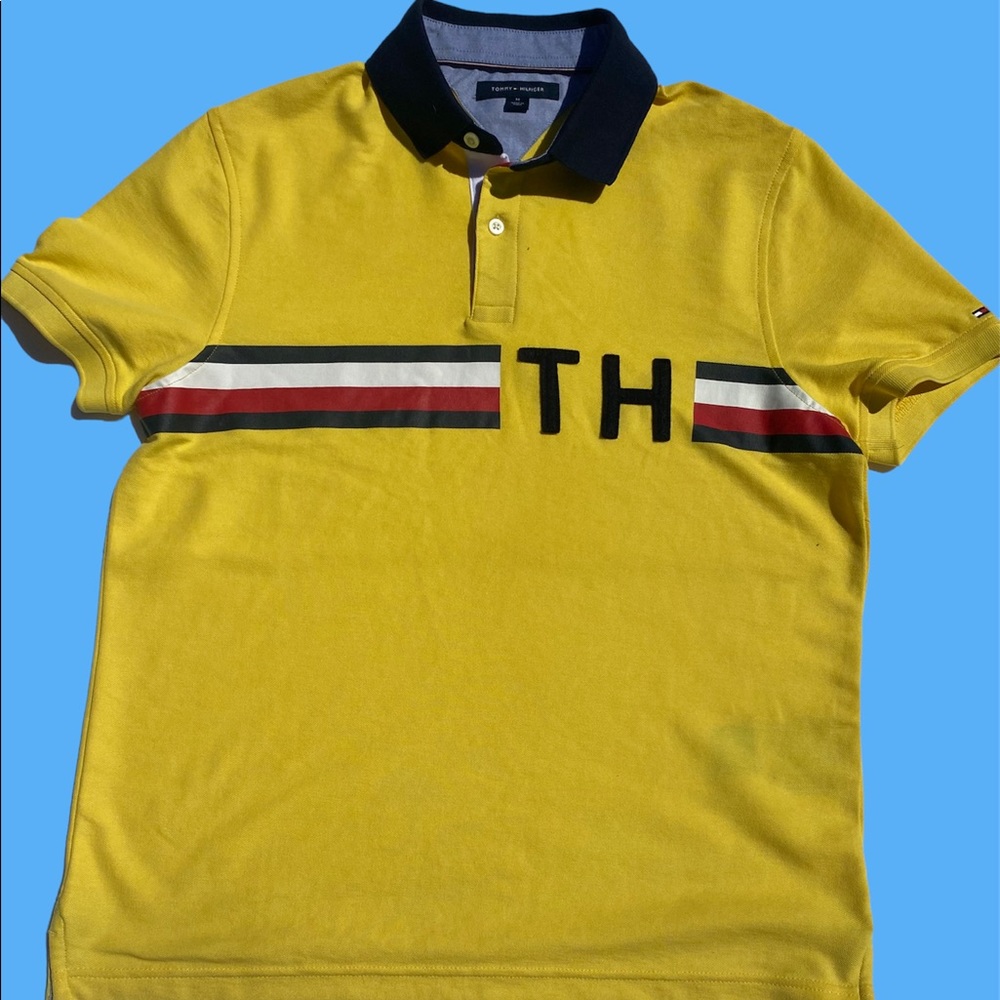 Polo Ralph Lauren Yellow TH Collard T-Shirt Mid Stripe